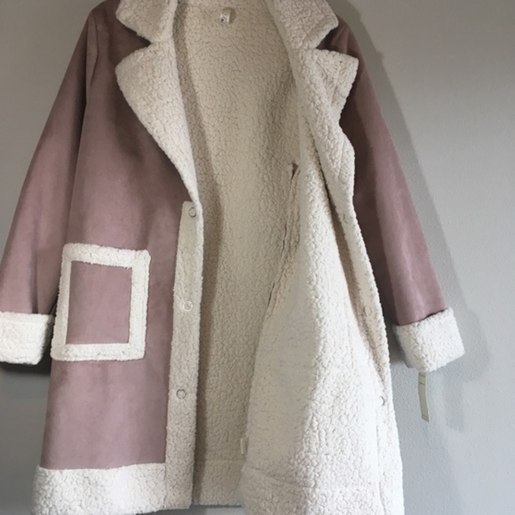 NWT Teddy Coat Sherpa Peacoat Trench Fleece Winter - Picture 5 of 7
